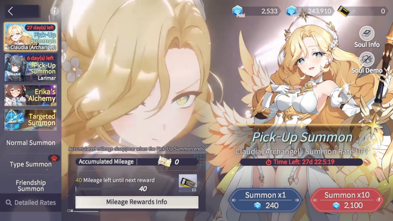 Eversoul | Gacha Pull [Claudia (Archangel)] Rate-Up Banner Until Origin