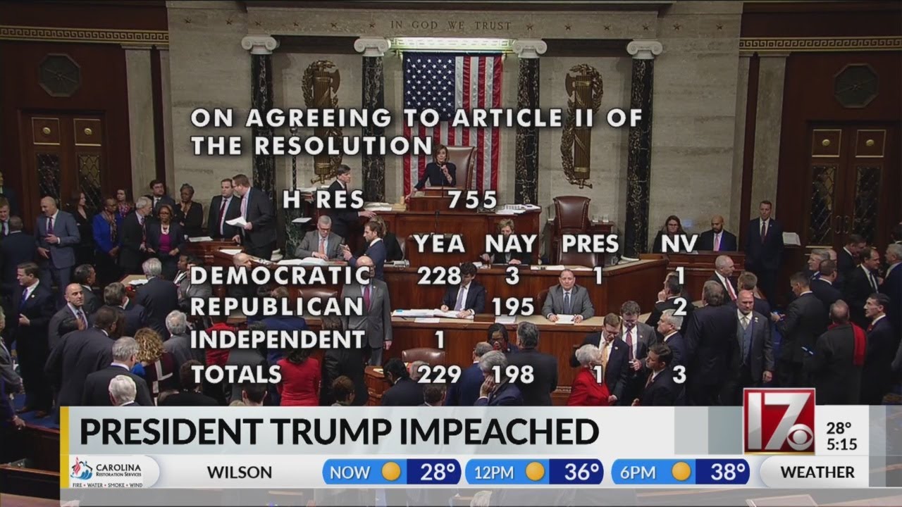 President Donald Trump impeached on Wednesday night