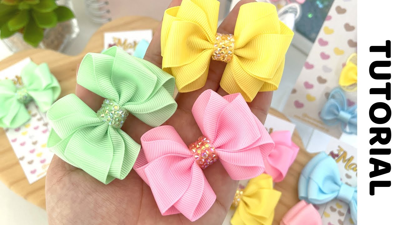 Laço Mylena 2 (fita de 22mm) - PAP - Passo a passo - DIY Ribbon bow hair - moños