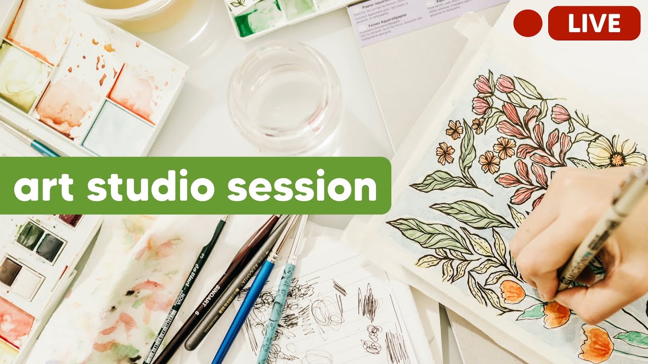 art studio session ✨ himi twin cup jelly gouache | art | bullet journal | sketchbook | study with me
