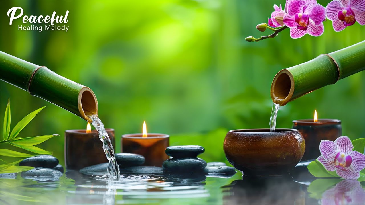 Relaxing Piano & Bamboo Fountain | Calm Ambient Sounds for Study, Yoga, Spa, Sleep & Healing