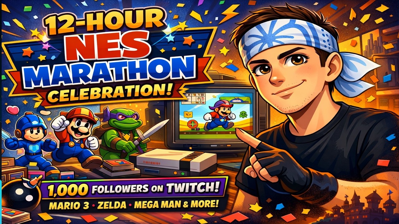 12-Hour NES Marathon Celebration! 🎉 Mario 3, Zelda, Mega Man, TMNT & More (1,000 Twitch Followers)