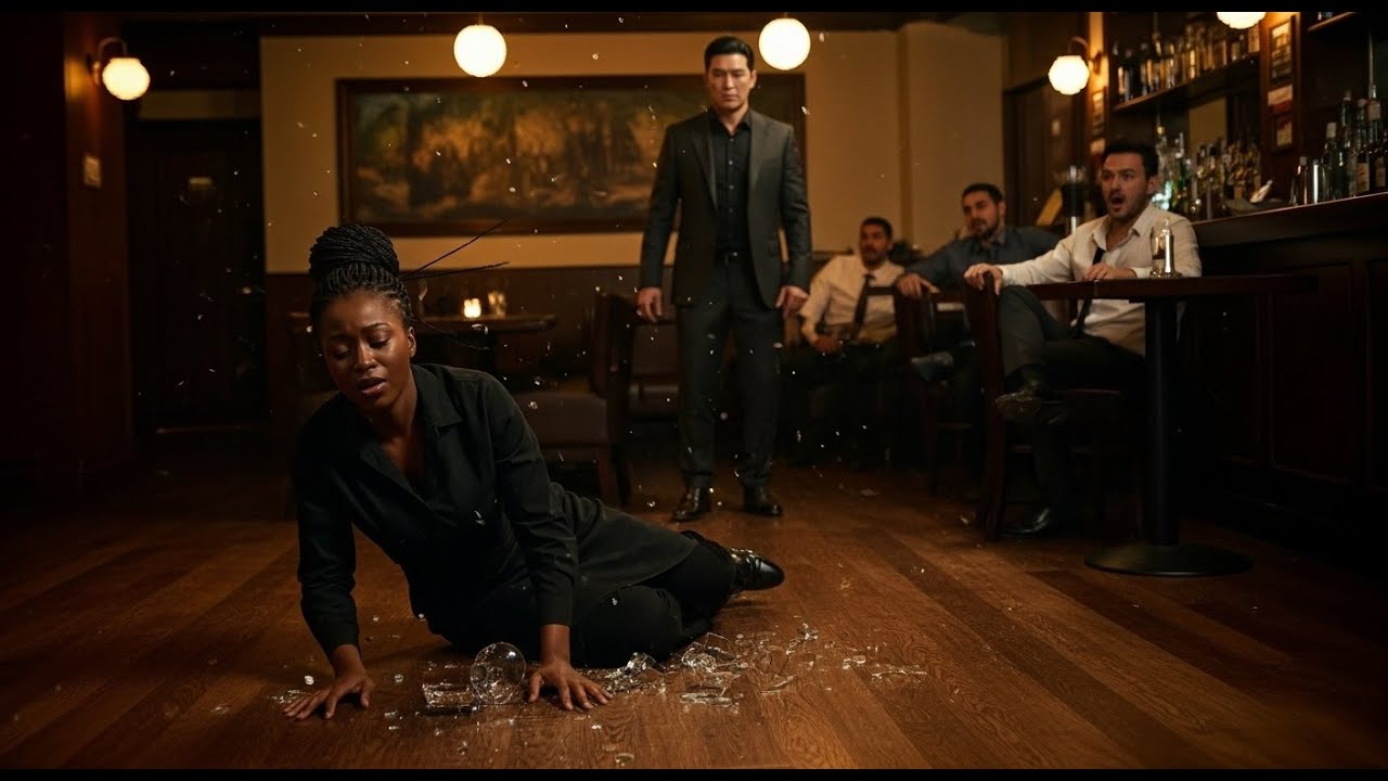 The Bar Went Silent When the Waitress Fell… Then the Korean Boss Stood Up
