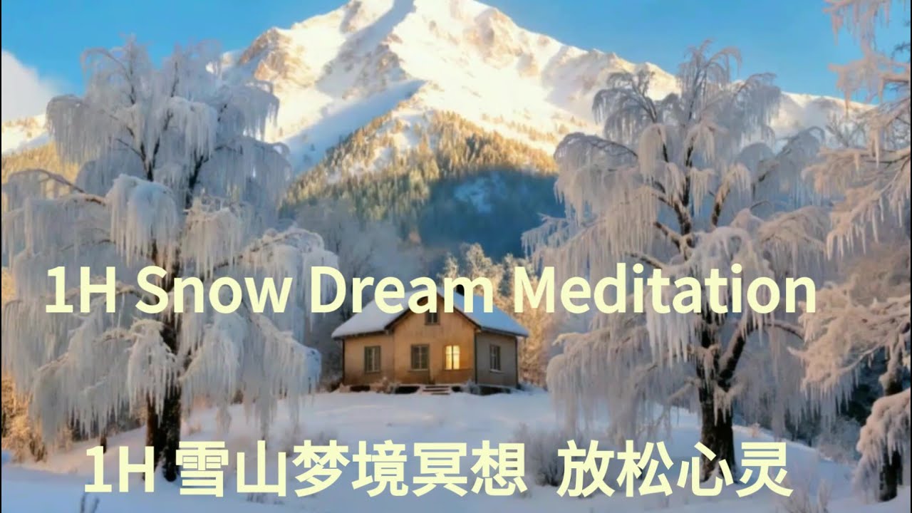 雪山梦境冥想：冰凌小屋与水光幻影，放松心灵