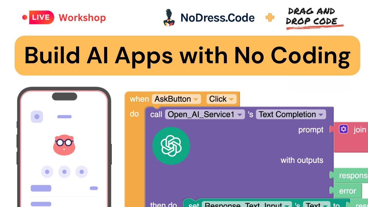Building apps with Thunkable and Generative AI (NoDress.Code + Drag and Drop Code)