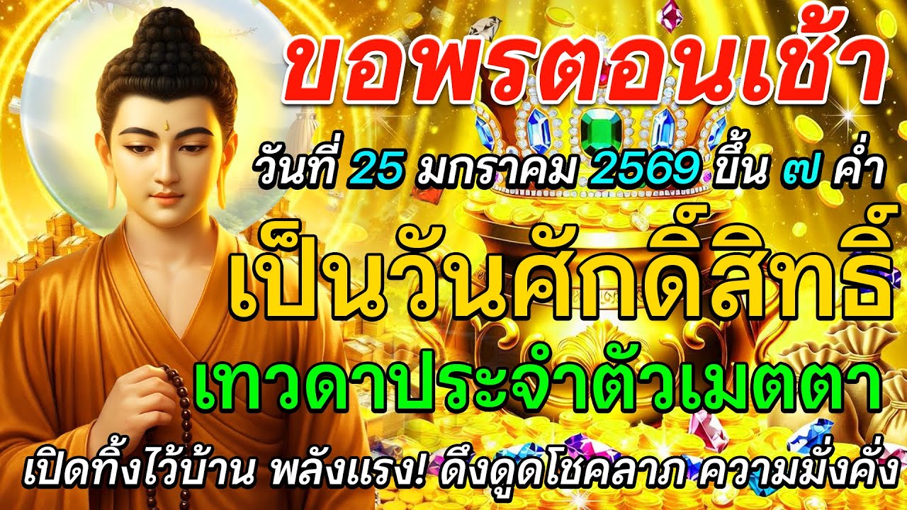 ขอพรตอนเช้า 25 มกราคม 2569 | ขึ้น 7 ค่ำ วันศักดิ์สิทธิ์ เทวดาประจำตัวเมตตาคุ้มครองชีวิต 🌅🙏✨