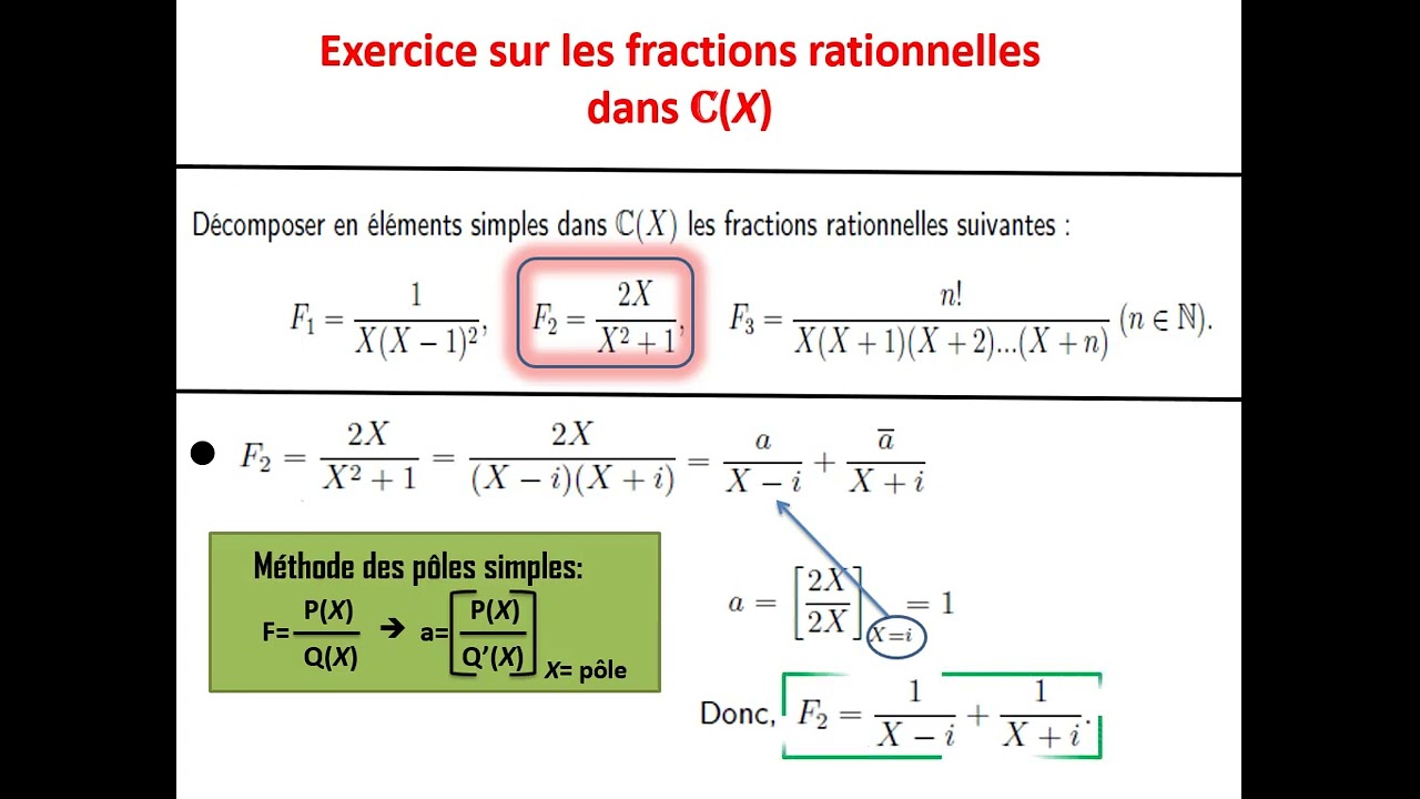 D&eacute;composition d'une fraction rationnelle en &eacute;l&eacute;ments simples dans C(X)
