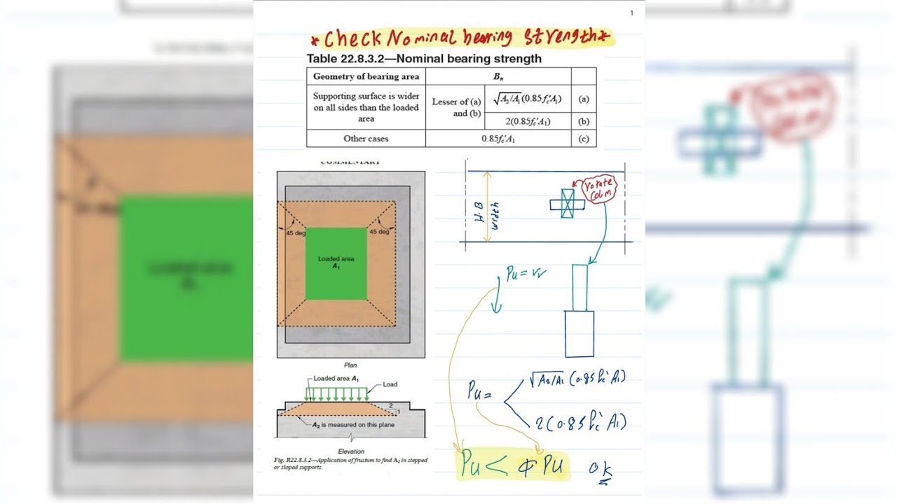 تحقيق الاعمدة الملفوفه وفق متطلبات التأمين السعودي check nominal bearing strength