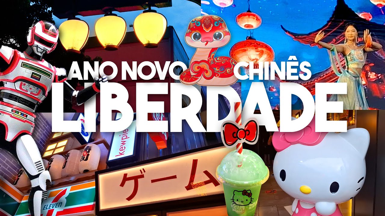 Liberdade Vlog 🏮🐍 Hello Kitty Cafe Eat Asia Comidas | Ano Novo Chinês | Compras Feira Japão SP ASMR