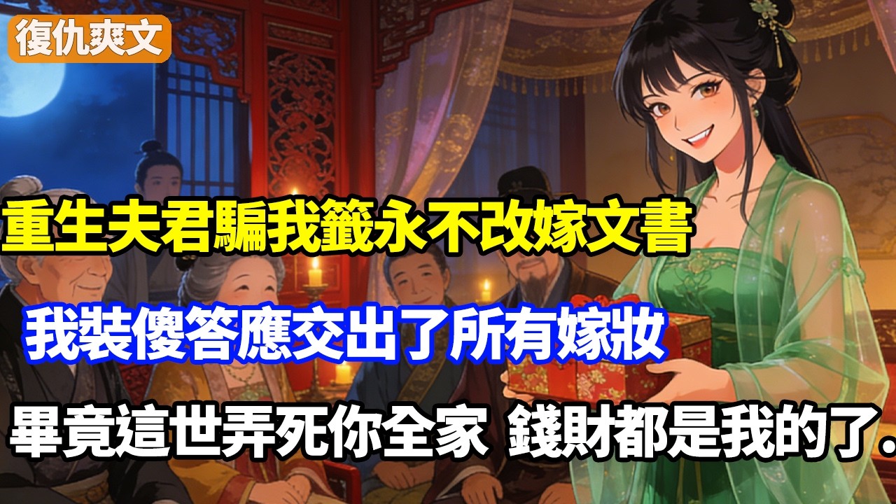 重生夫君騙我籤永不改嫁文書，我裝傻答應交出了所有嫁妝，畢竟這世弄死你全家，錢財都是我的了