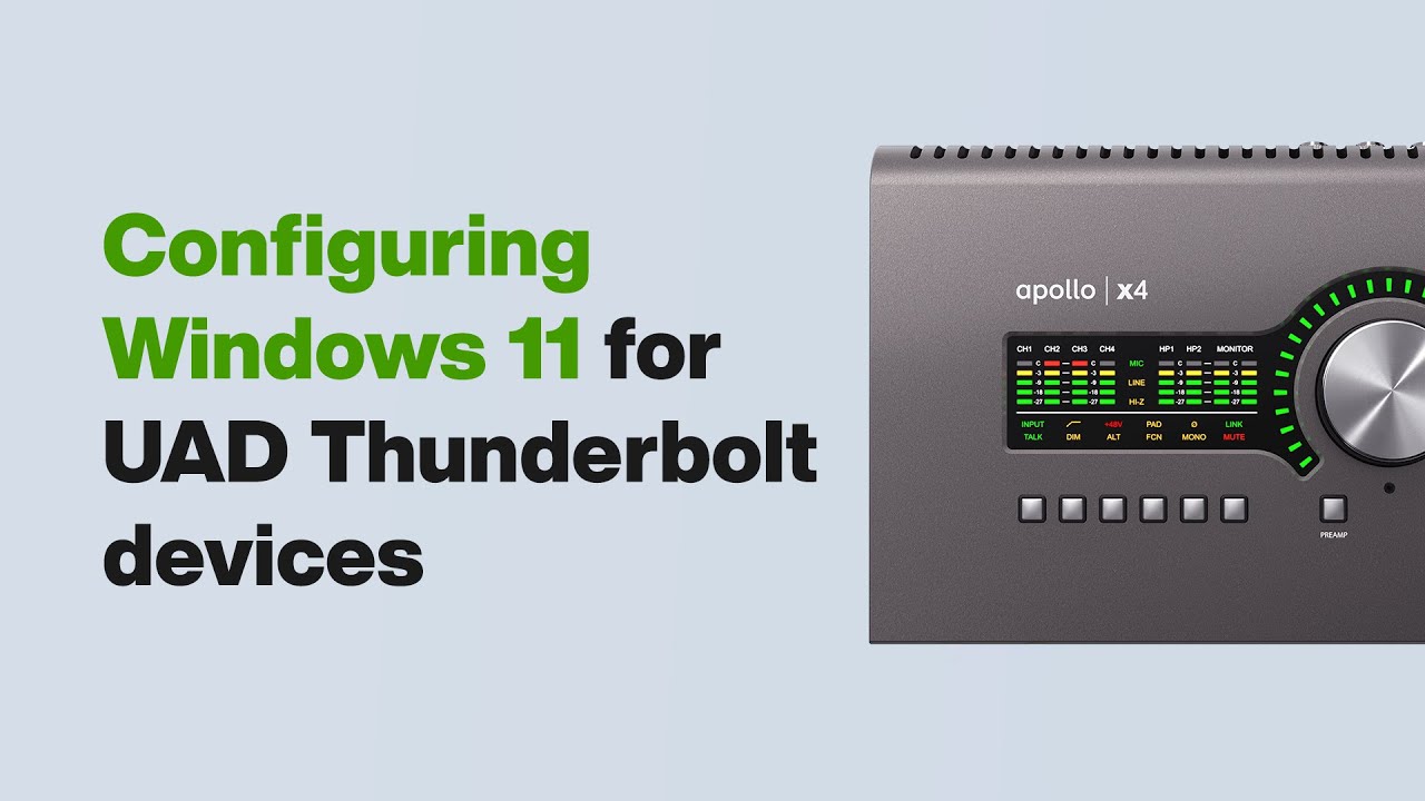 Поддержка UA: настройка Windows 11 для устройств UAD Thunderbolt
