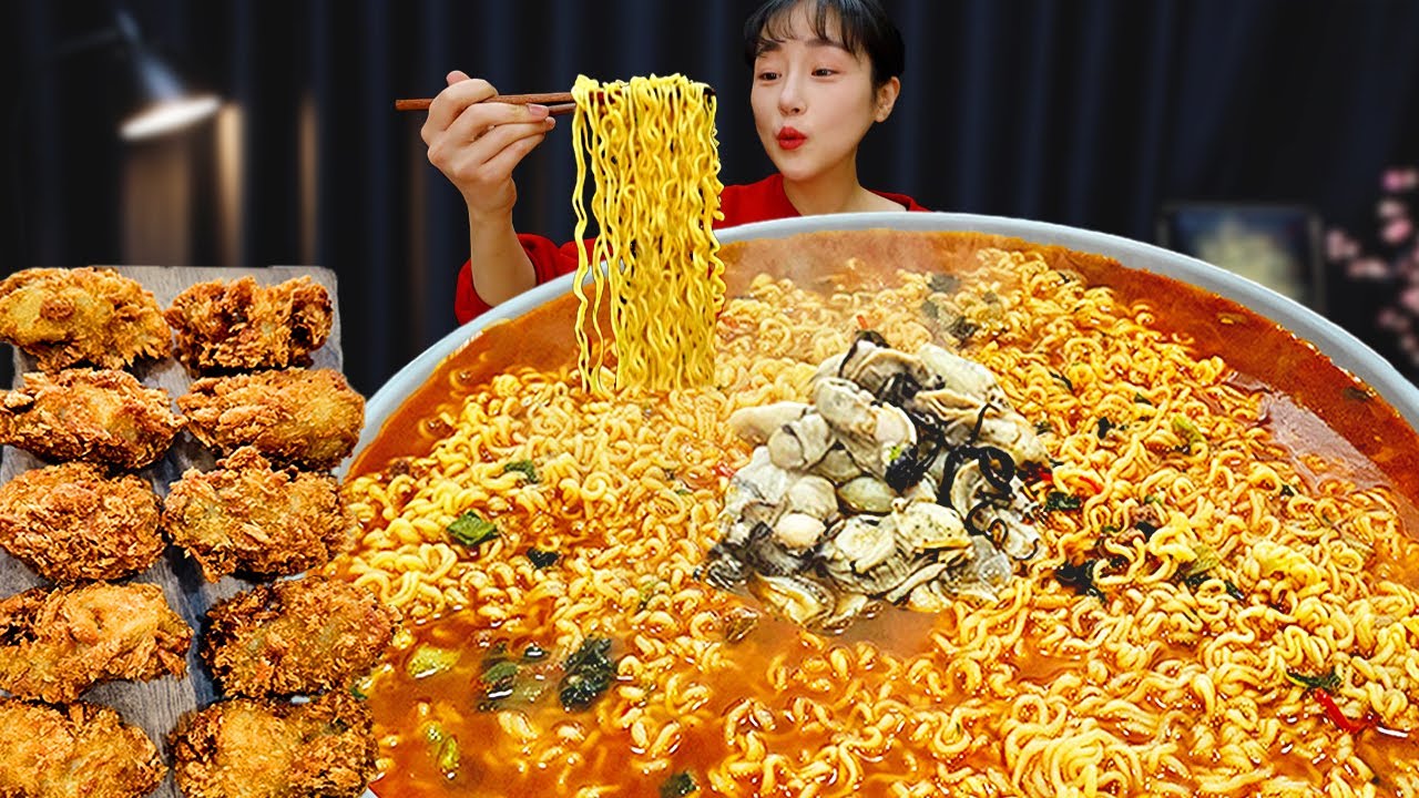 시원한 무파마 라면에 제철 굴 듬뿍 넣어서 굴라면 먹방! | OYSTER | RAMYEON | MUKBANG | EATING SHOW | ASMR