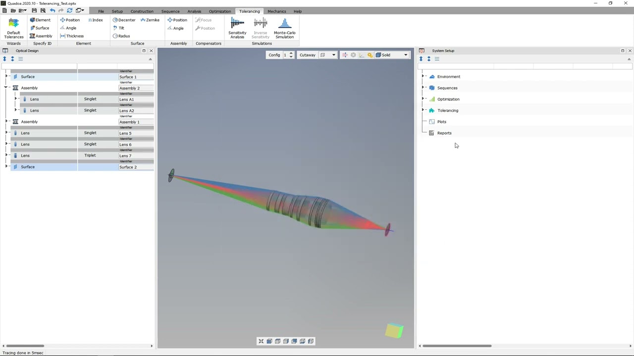 Tolerancing : Define Tolerances - Optical Design Software Quadoa Optical CAD