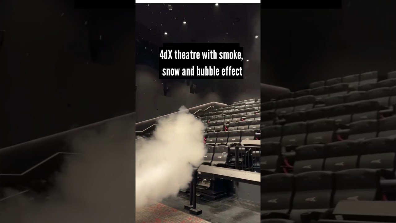 4dX theatre with smoke, bubble and lightning effect #cinema #theatre #4dx