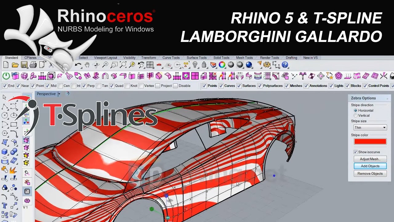 T-Spline Lamborghini Gallardo Rhino 5 Eğitim(#9) Tutorial