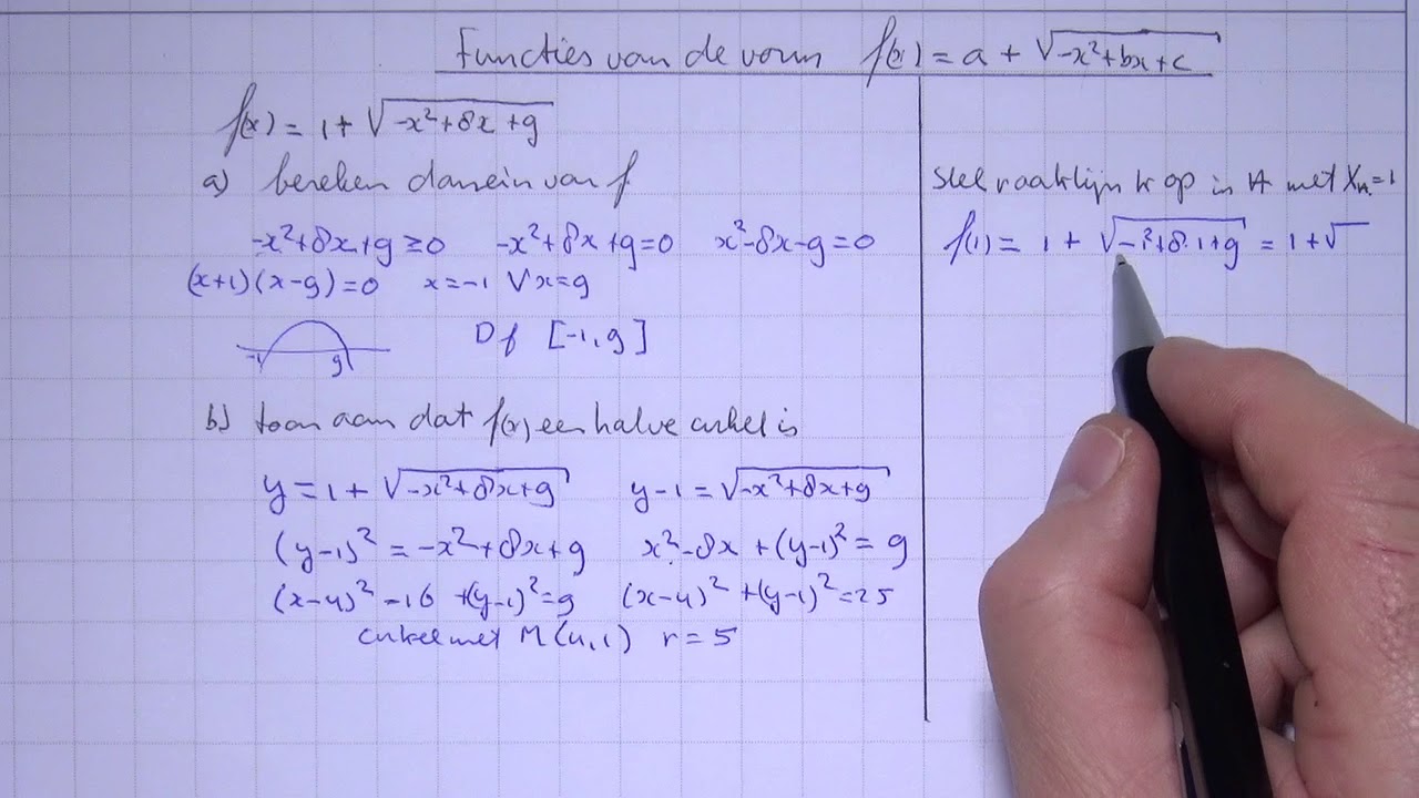 HAVO5wisB_1_ H11_11 Functies van de vorm f(x)=a + √(-x^2+bx+c)