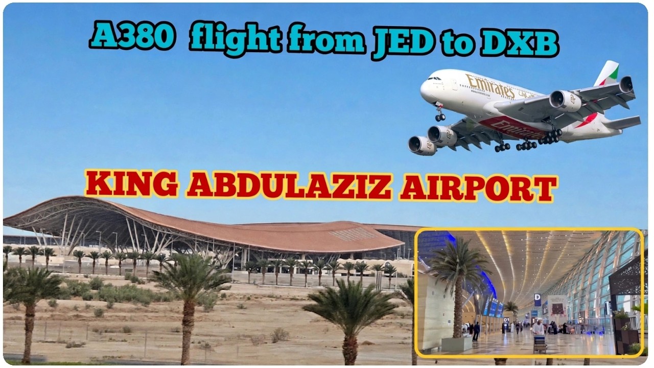 Jeddah to Dubai on Emirates A380 / Inside King Abdulaziz Airport + Full Flight 