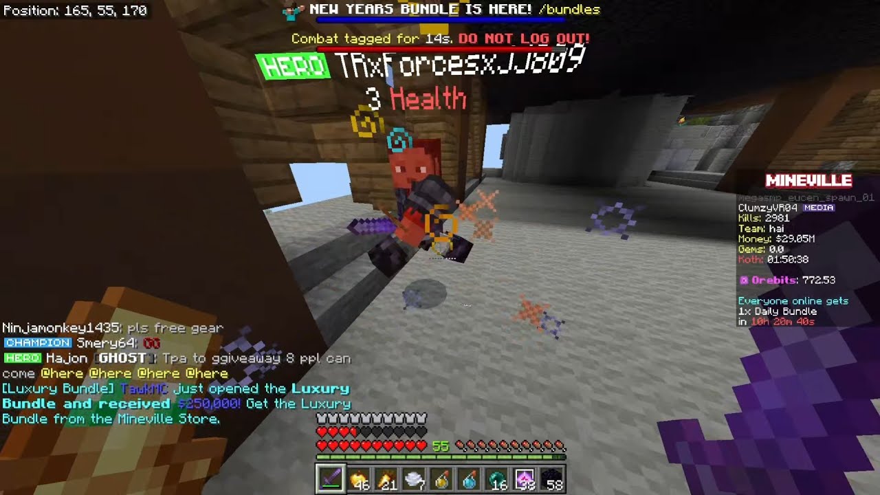 Killing Top 1 in Kills😱 [Crazy Fight] Mineville lifesteal megasmp