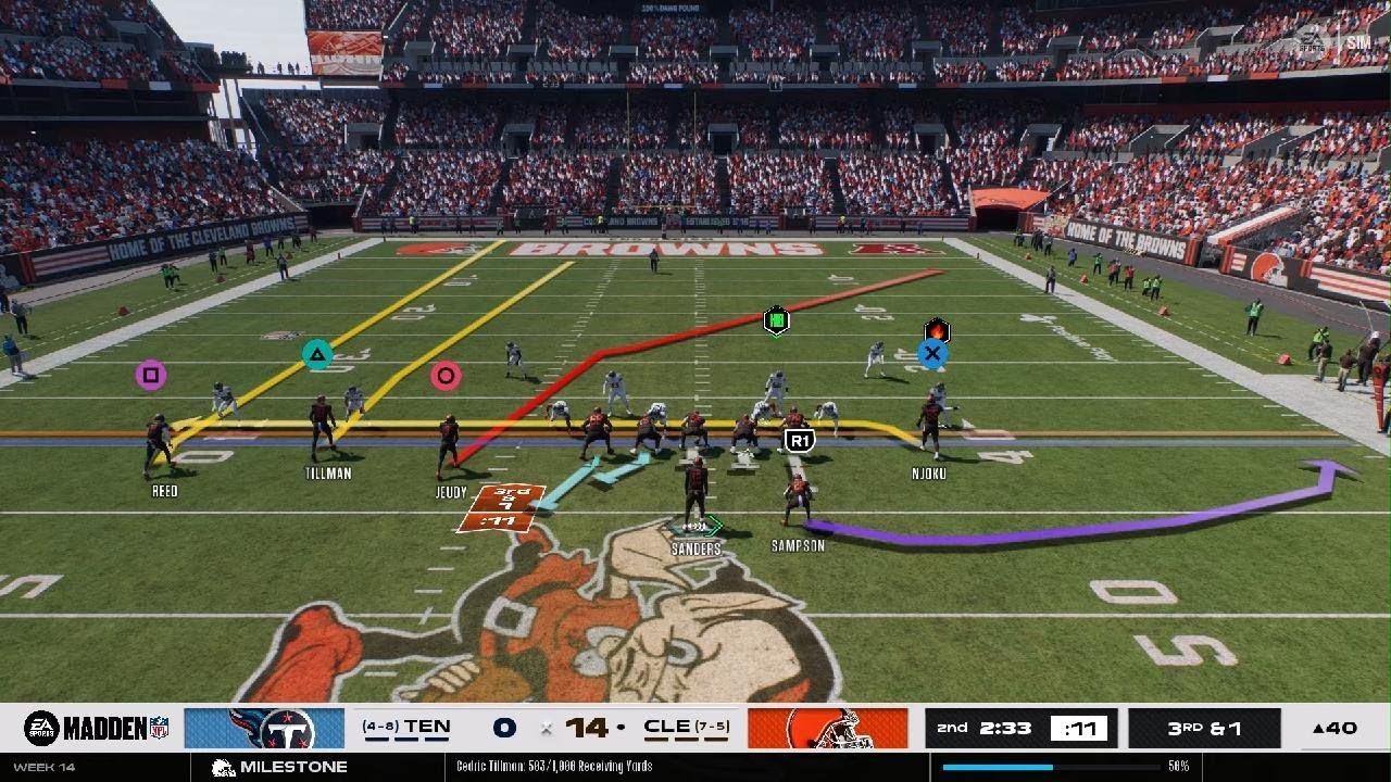 Tillman td from sanders Cleveland browns franchise madden 26