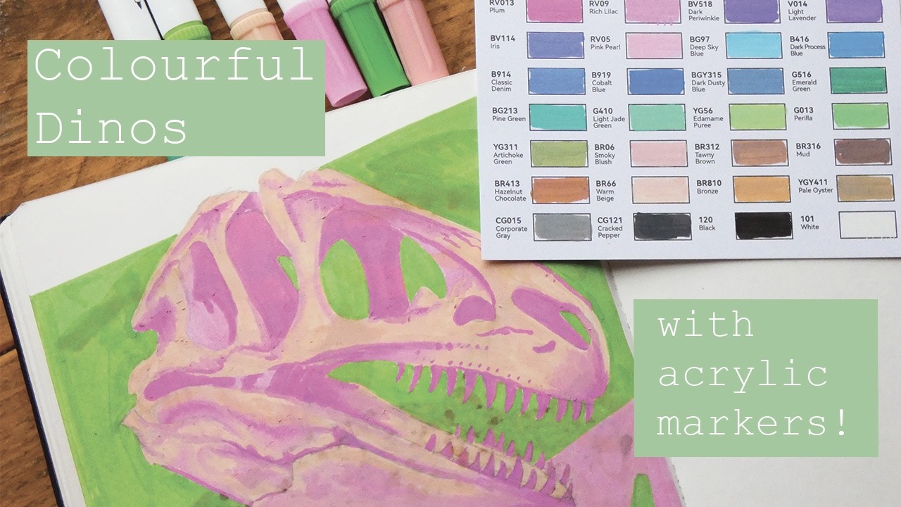 Painting some colourful dinosaurs!