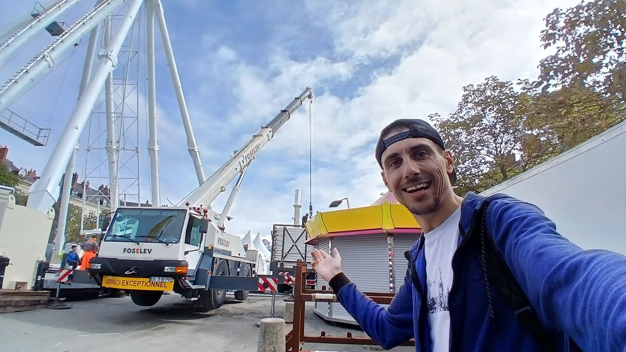 Montage de la fête foraine 2025 d'été de Nantes sur le cours Saint-Pierre et le cours Saint-André📍🎢🎡