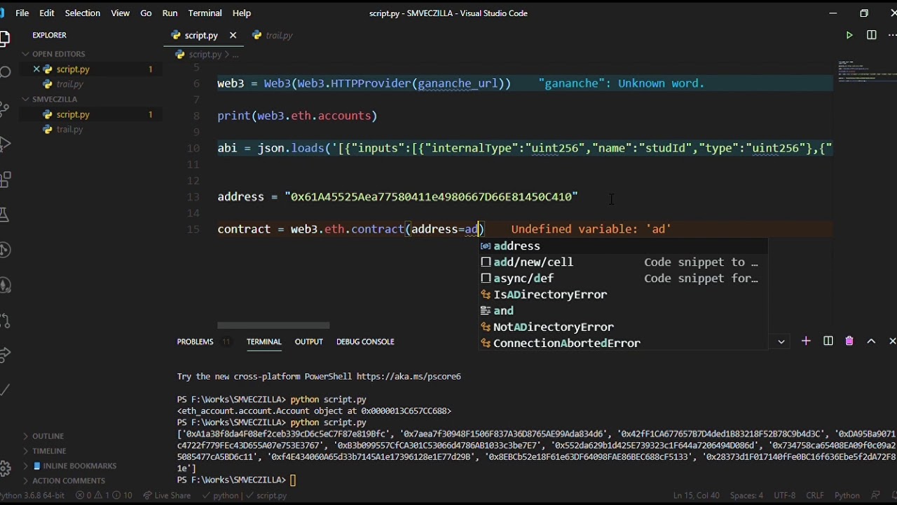 Python script for Solidity smart contract | Blockchain | Ethereum | Tamil