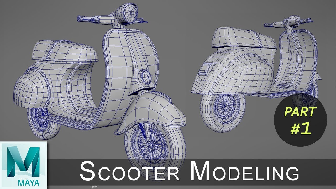 Scooter Modeling & Rendering Tutorial (Part 01) | Maya Cartoon Modeling Series #11
