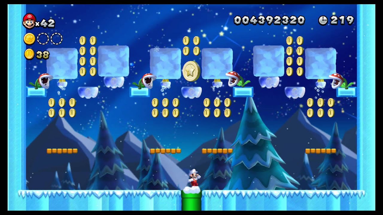 [WiiU] NSMBU Mundo 2 (Dunas Pasteleras) Nivel Secreto (Patinaje entre Plantas Piraña)