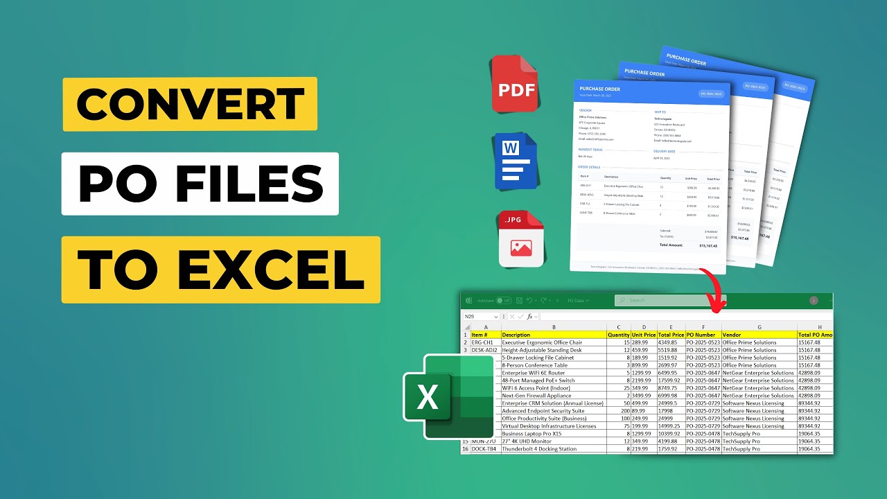 How to Extract Data from Purchase Orders to Excel | Automated PO Processing