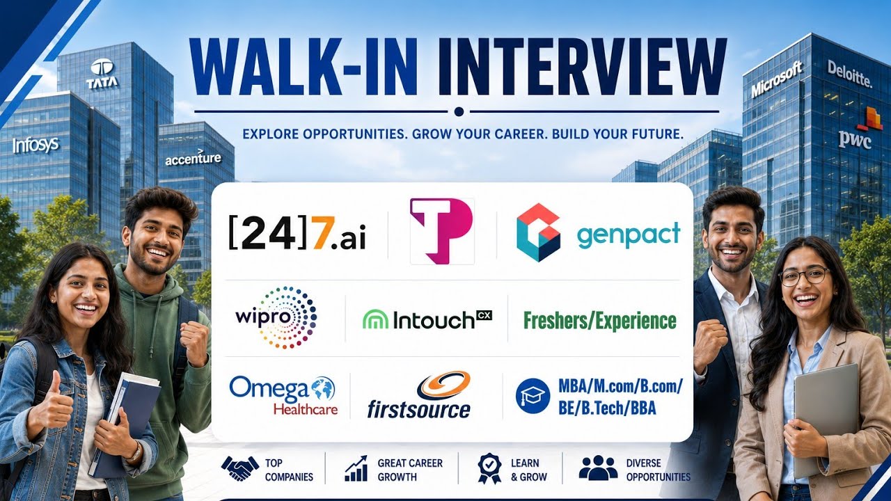Walk-In Interviews 2026 | Hyderabad, Bangalore | Infosys, Genpact, Sagility, 24/7.ai Hiring Now!