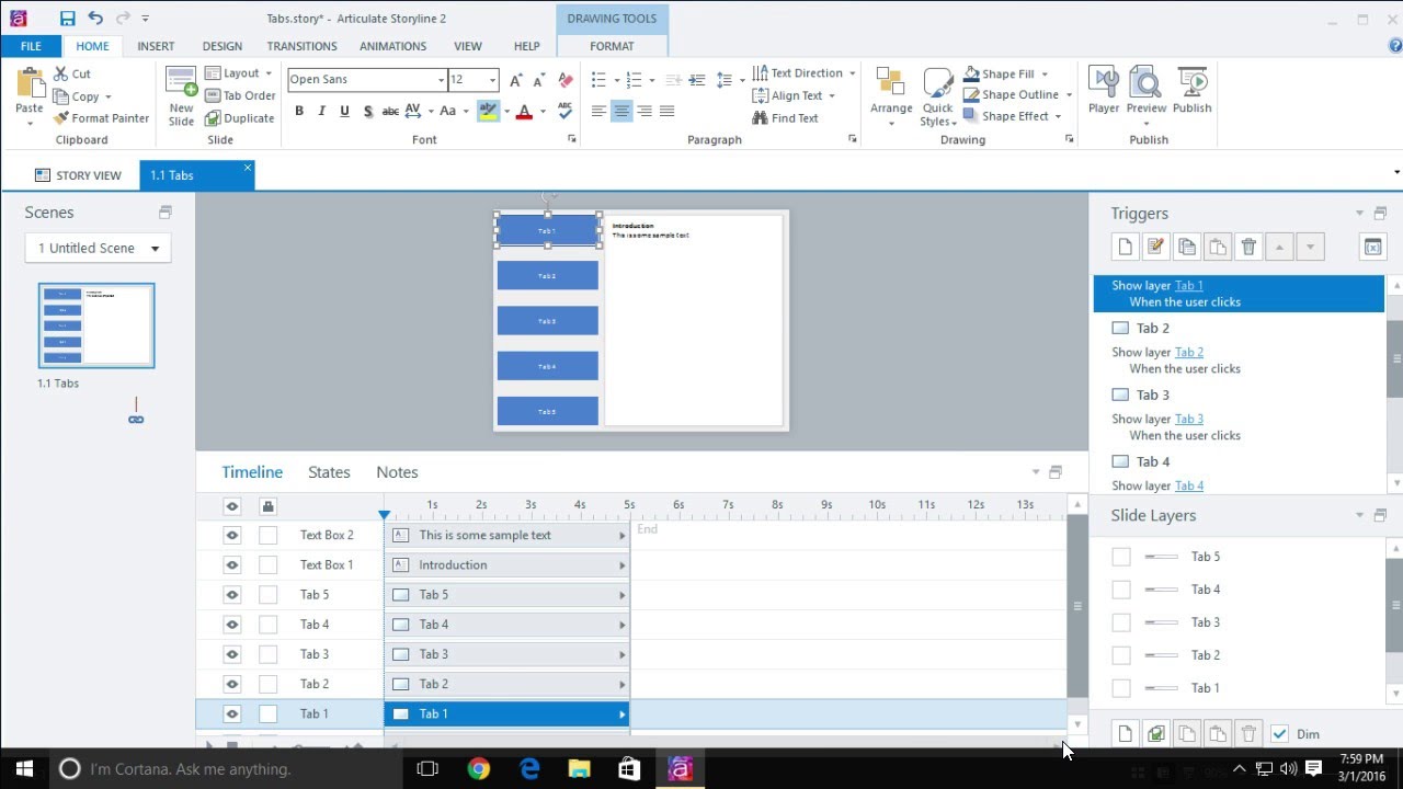 Создание интерактивной вкладки менее чем за 15 минут с помощью Articulate Storyline 2