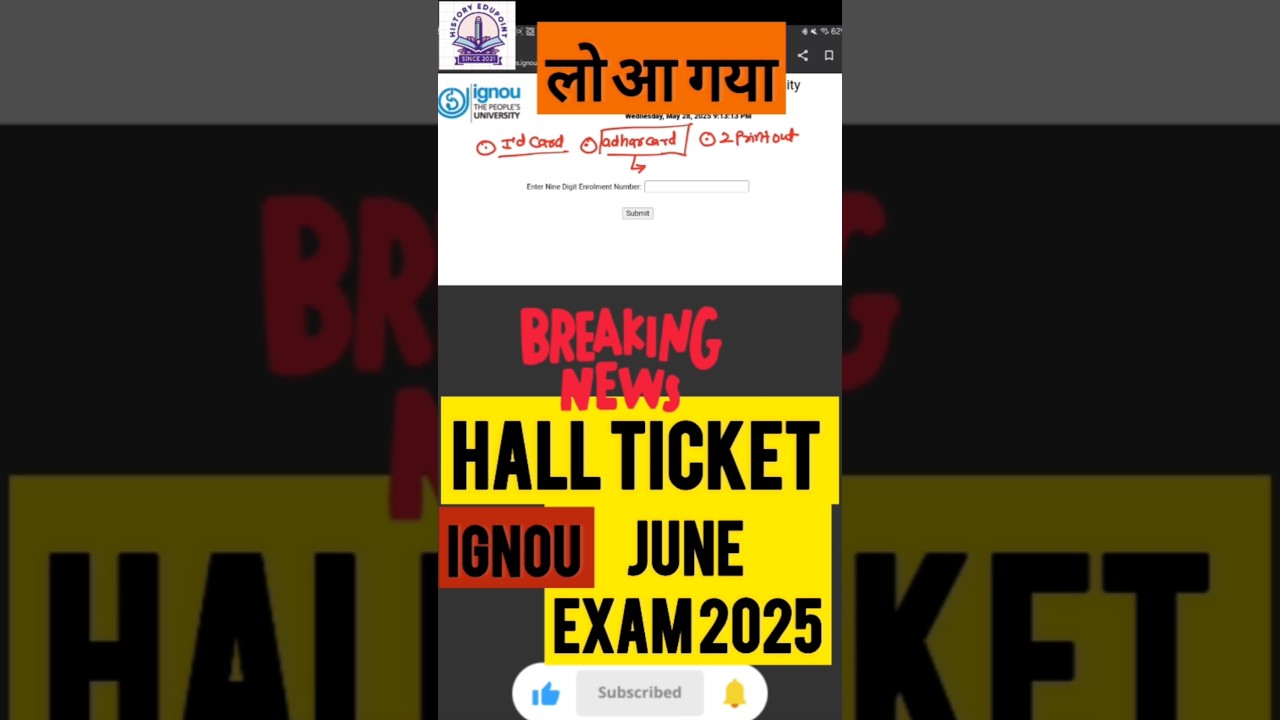 IGNOU June Exam 2025 Hall Ticket out|How to download #shortsviral #ignouupdate