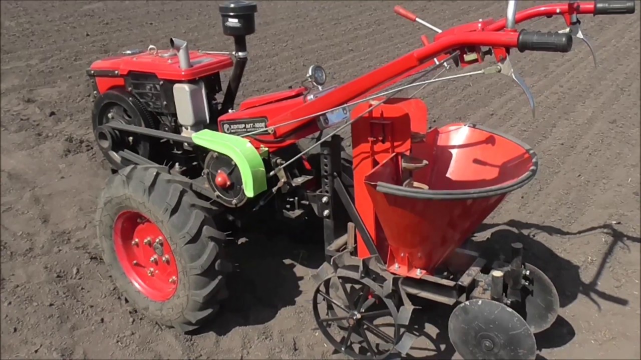 Картофелесажалка для мотоблока. Посадка картошки 2018./Potato planter for motoblock.
