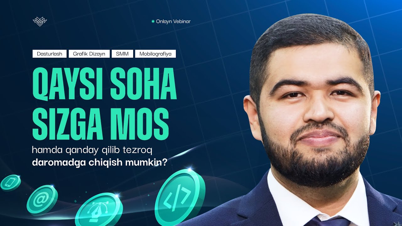 Zamonaviy kasblar orqali daromadga chiqish yo'llari | Onlayn vebinar | Temurbek Adhamov | Konkurs
