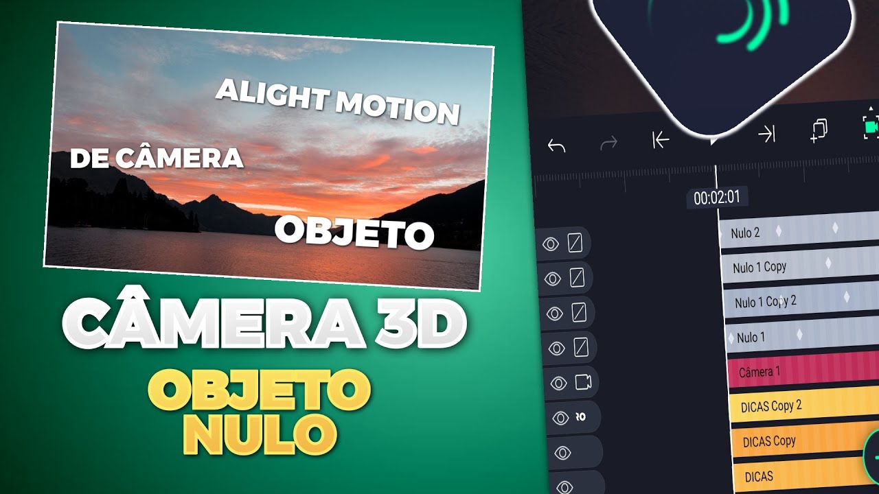 MOVIMENTO DE CÂMERA 3D E OBJETO NULO - Alight Motion 4.0
