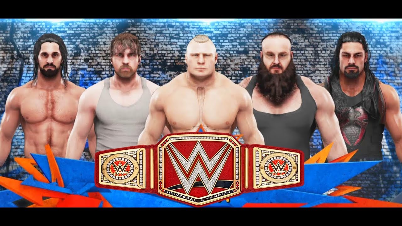 WWE2K19-Brock Lesnar vs Dean Ambrose vs Roman Reigns vs Seth Rollins vs Strowman-Fatal 5-Way Match