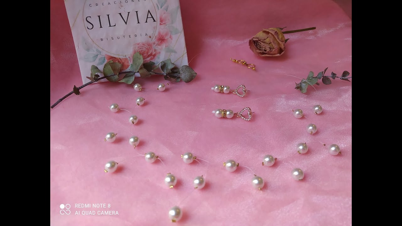 Como Hacer Collar De PERLAS INVISIBLE  y Aretes . para bodas . curso  28