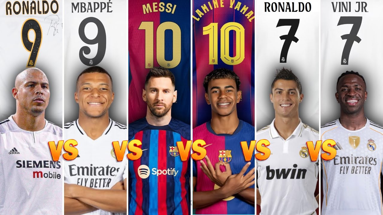 Comparison: Ronaldo vs Messi vs Ronaldo Nazário vs Mbappé vs Lamine Yamal vs Vinícius