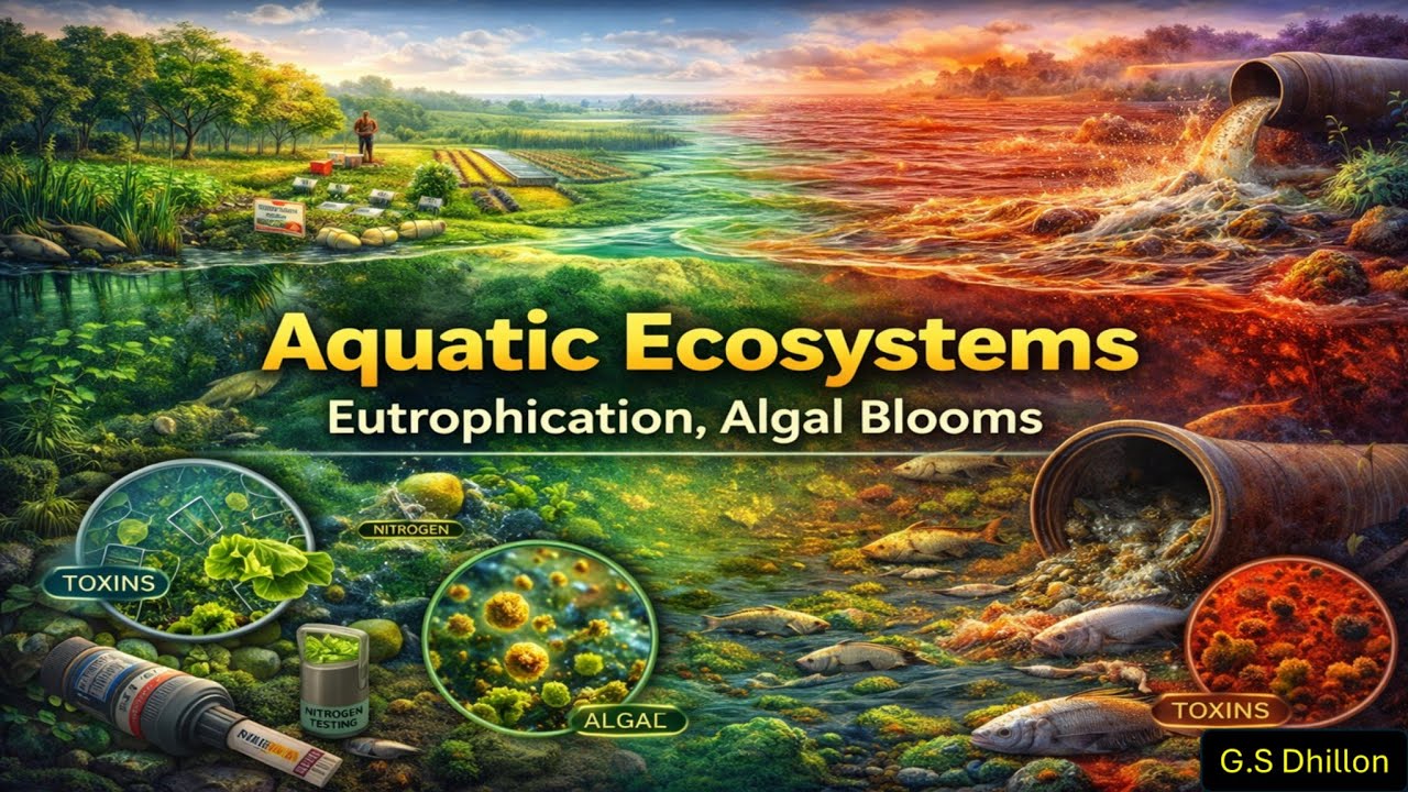 Aquatic Ecosystems : Eutrophication, oligotrophic, Algal Blooms & Dissolved Oxygen for UPSC IAS