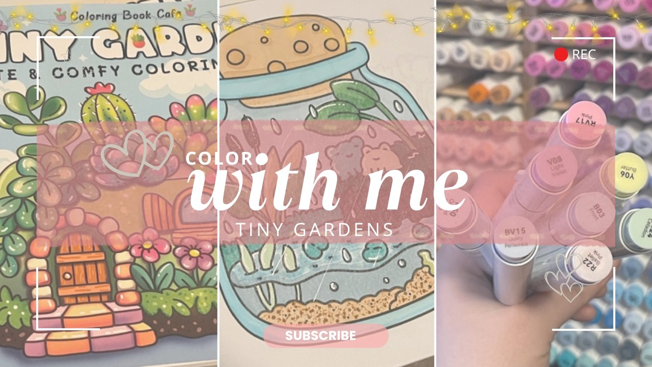 🖍️Color with me! (ASMR) *Tiny Gardens* by Coloring Cafe - Using Ohuhu Markers #asmr #adultcoloring