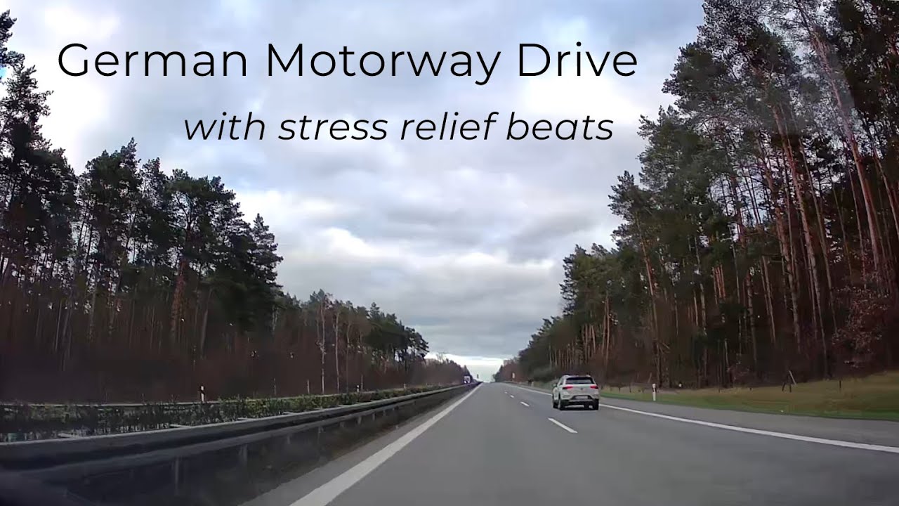Relaxing German Motorway Drive, to Polish border, Calm Music for Sleep