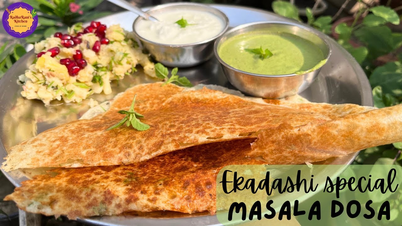 Ekadashi special Masala Dosa | No Rice No Grain | Healthy & Crispy Vrat Dosa & Chutney