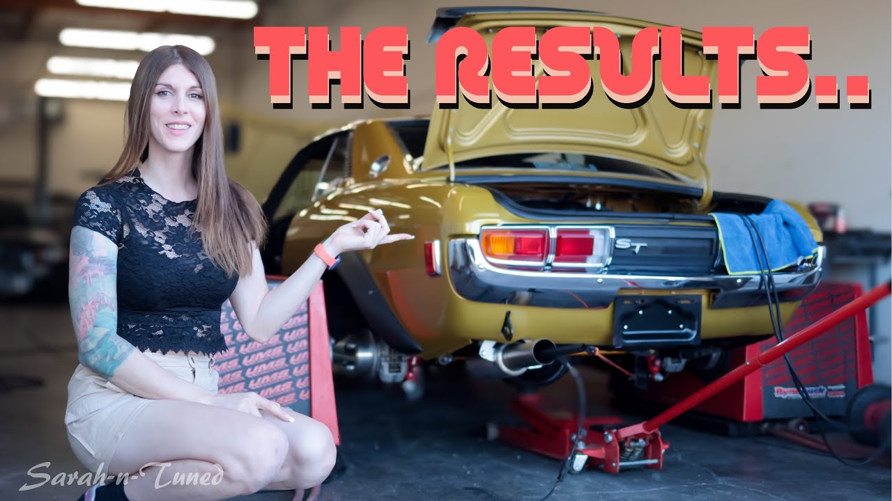 На динамометре — ГРОМКО! // 2UZ V8 1974 Celica