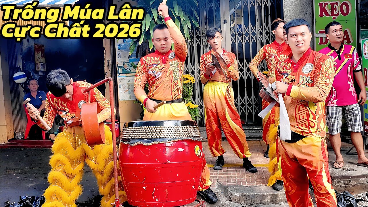 Đánh trống múa lân cực chất 2026 LSR Miếu Bảy Bà múa lân Châu Đốc tết Bính Ngọ 2026