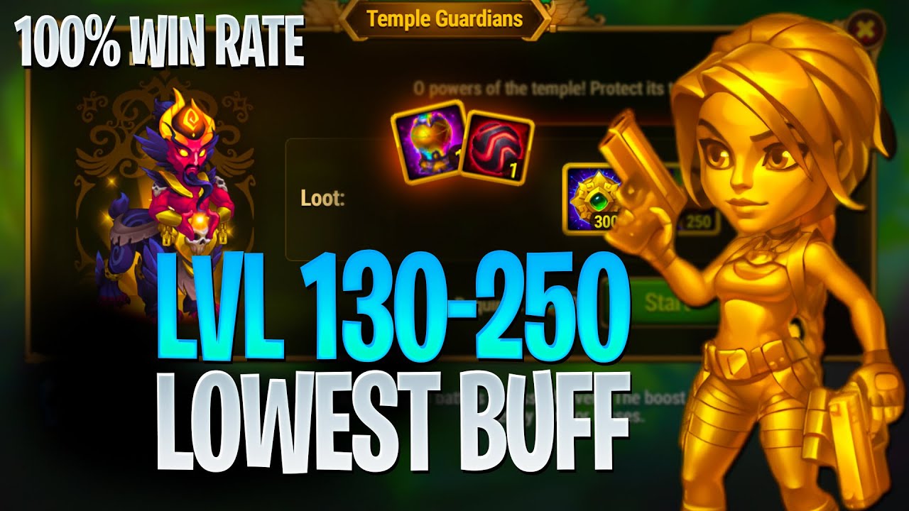 Temple Guardians level 130 to 250 best team! Hero Wars. Lara Croft