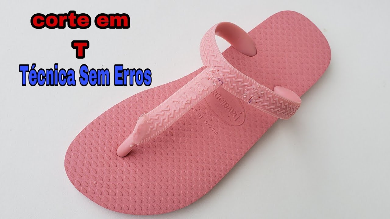 Como Cortar o Chinelo no Formato em T para aplicar Tramas e Cabedais - Adalto Lopes