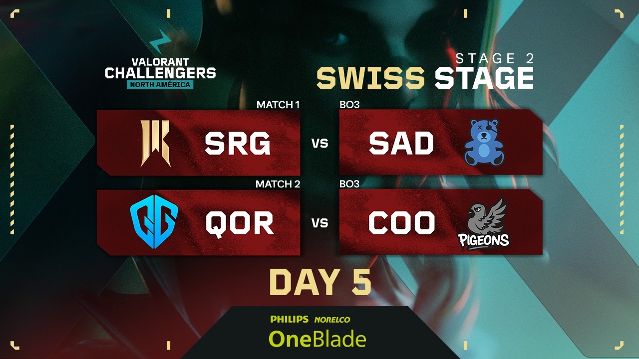 SRG vs SAD | QoR vs COO | VALORANT Challengers NA | Week 2 Day 1 | A | Swiss Stage 2