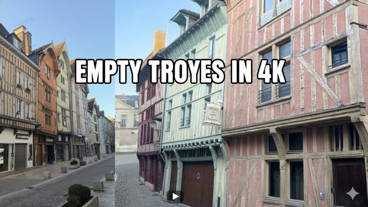 A Peaceful 4K Sunday Morning Walk Through the Empty Streets of Troyes, France