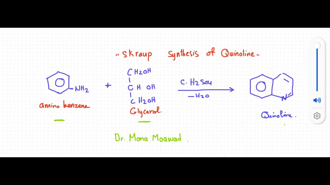 Skraup synthesis of quinoline بالعربي