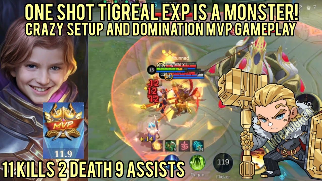 One Shot TIGREAL EXP is a MONSTER! Crazy Setup MVP Gameplay | MLBB | Mobilelegends |